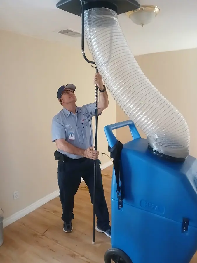 Mini Split Installation technician using HEPA equipment in PiÃ±on Hills